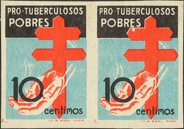 1º Y 2º Centenario. ** 840s(2) 1937 10 Cts Negro, Azul Y Rojo, Pareja. SIN DENTAR. MAGNIFICA. 2018 170 - Autres & Non Classés