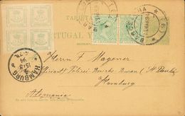 Entero Postal. Sobre EP34, 173, 213(2) 1894 5 Cts Verde Amarillo Sobre Tarjeta Entero Postal De BARCELONA A HAMBURGO (AL - Autres & Non Classés