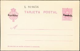 Entero Postal. (*) EP66 1931 15 Cts Violeta (sobrecarga Manual "República Española") Sobre Tarjeta Entero Postal. MAGNIF - Andere & Zonder Classificatie