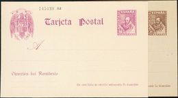 Entero Postal. (*) EP82, EP86 1938 15 Cts Violeta Y 20 Cts Castaño (ambos Sin Pie De Imprenta) Sobre Tarjetas Entero Pos - Other & Unclassified