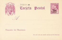 Entero Postal. (*) EP85 1938 20 Cts Sobre 15 Cts Violeta Sobre Tarjeta Entero Postal, Sobrecarga Con 20 Cts. MAGNIFICA Y - Autres & Non Classés