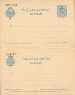 Entero Postal. Entero Postal Militar. (*) 1 1921 15 Cts + Sin Valor, Azul Sobre Tarjeta Entero Postal Militar, De Ida Y  - Andere & Zonder Classificatie