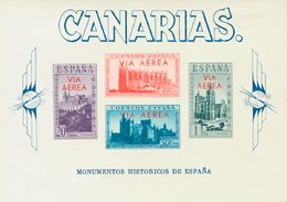 Canarias. ** 63 1939 Hoja Bloque. Sobrecarga VIA AEREA, En Rojo. MAGNIFICA Y MUY RARA. 2018 620 - Other & Unclassified