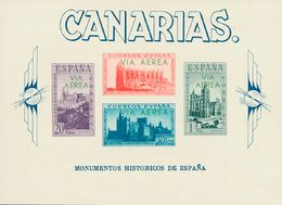 Canarias. ** 64 1939 Hoja Bloque (excepcional Calidad). Sobrecarga VIA AEREA, En Verde. MAGNIFICA Y EXTRAORDINARIAMENTE  - Autres & Non Classés