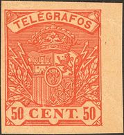 Telégrafos. (*) 35P 1901 50 Cts Rojo Sobre Salmón. ENSAYO DE COLOR (sin Dentar). MAGNIFICO. (Gálvez T25) - Sonstige & Ohne Zuordnung