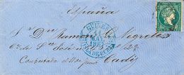 Cuba. Sobre Ant.7 1857 ½ Real Azul. GÜINES (CUBA) A CADIZ. Matasello PARRILLA COLONIAL Y En El Frente Baeza GÜINES / ISL - Cuba (1874-1898)