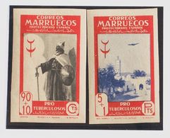 Marruecos. ** 293s, 296s 1948 90 Cts + 10 Cts Rojo Y Negro Y 5 Pts + 1 Pts Rojo Y Ultramar (ambos Sin Dentar). Al Dorso  - Spaans-Marokko