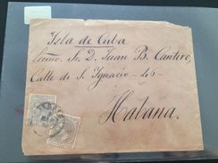 L) 1879 SPAIN, ALFONSO  XII, 40 CENTIMOS, POST AND TELEGRAPH, CIRCULATED COVER FROM SPAIN TO CARIBBEAN, XF - Lettres & Documents