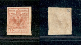 0009 LOMBARDO VENETO - 1854 - 15 Cent (20) Carta A Macchina - Senza Gomma (1.000) - Otros & Sin Clasificación