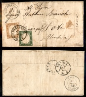 0087 SARDEGNA - Borgo Pila Genova (Pt.11) - 10 Cent (14E) + 5 Cent (13E - Piegato In Basso) - Letterina Per Todi Del 18. - Otros & Sin Clasificación