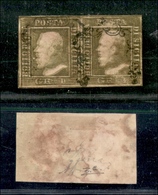 0091 SICILIA - 1859 - Doppia Stampa - Coppia Orizzontale Del 1 Grano Bruno Oliva (4i) Con Nitido Spostamento Orizzontale - Otros & Sin Clasificación