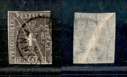 0117 TOSCANA - 1860 - 10 Cent (19) - Grande Piega Di Carta Ricongiunta In Diagonale Al Centro - Molto Raro In Questo Sta - Sonstige & Ohne Zuordnung