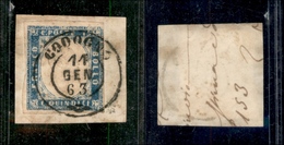 0121 REGNO - 15 Cent Azzurro Latteo (11d) Su Frammento Annullato Codogno 11.1.63 (1.675) - Other & Unclassified