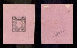 0162 REGNO - 1863 - Saggi Grazioli - 40 Cent (25) - Stampa In Nero Su Carta Rosa - Sorani - Other & Unclassified