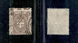 0196 REGNO - 1896 - 1 Cent Stemma (65d) Con Dentellatura Orizzontale Molto Spostata In Verticale (non Quotato Usato) - Otros & Sin Clasificación