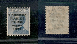 0227 REGNO - 1922 - 25 Cent Congresso Filatelico (125) - Ottimamente Centrato - Gomma Integra - Raybaudi + Cert. AG (2.2 - Sonstige & Ohne Zuordnung