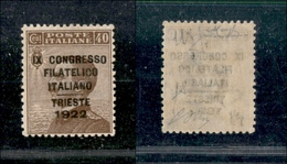 0228 REGNO - 1922 - 40 Cent Congresso Filatelico (126) - Ottimamente Centrato - Gomma Integra - Raybaudi + Cert. AG (3.7 - Sonstige & Ohne Zuordnung