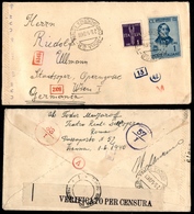 0273 REGNO - 1 Lira Rossini (469) + 1 Lira P.Aerea (14) - Busta Da Roma A Vienna Del 29.1.43 - Other & Unclassified