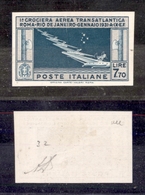 0278 REGNO - 1930 - Prova D’archivio Del 7,70 Lire Balbo (P25) Su Carta Gessata - AD + Cert. AG (2.000) - Sonstige & Ohne Zuordnung
