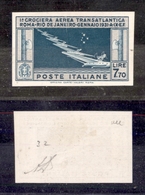 0278 REGNO - 1930 - Prova D’archivio Del 7,70 Lire Balbo (P25) Su Carta Gessata - AD + Cert. AG (2.000) - Otros & Sin Clasificación