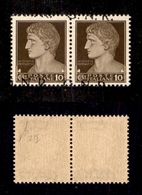 0339 REPUBBLICA SOCIALE - 1943 - GNR Brescia - 10 Cent (471/Ia) - Coppia Con Soprastampe Oblique - Punto Grosso Dopo R I - Autres & Non Classés