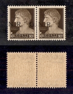 0341 REPUBBLICA SOCIALE - 1943 - GNR Brescia - 10 Cent (471/Ie - Seconda Tiratura) - Coppia Orizzontale Con Soprastampe  - Autres & Non Classés