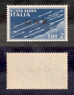 0353 REPUBBLICA SOCIALE - 1943 - 2 Lire (122/I - Aerea) - Gomma Integra - Cert. AG (5.700) - Other & Unclassified