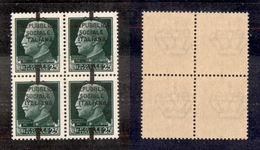 0392 REPUBBLICA SOCIALE - 1944 - 25 Cent (491) - Quartina Con Soprastampa Spostata E Fascetto A Cavallo - Gomma Integra - Other & Unclassified