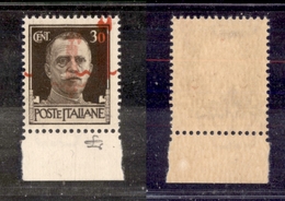 0403 REPUBBLICA SOCIALE - 1944 - 30 Cent (492H/492E) Con Doppia Soprastampa Rosa + Rosso Arancio (a Cavallo) - Gomma Int - Other & Unclassified