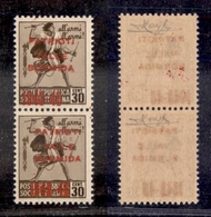 0486 EMISSIONI LOCALI - VALLE BORMIDA - 1945 - Coppia Verticale Del 30 Cent (4A) Con Soprastampa Spostata A Sinistra (Po - Otros & Sin Clasificación