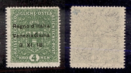 0490 OCCUPAZIONI - VENEZIA GIULIA - 1918 - 4 Kronen (17) Con Fili Di Seta - Gomma Integra - Cert. Colla (3.750) - Other & Unclassified