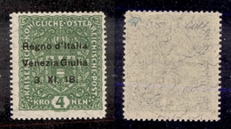 0490 OCCUPAZIONI - VENEZIA GIULIA - 1918 - 4 Kronen (17) Con Fili Di Seta - Gomma Integra - Cert. Colla (3.750) - Autres & Non Classés