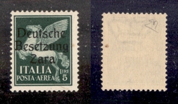 0537 OCCUPAZIONI - ZARA - 1943 - 5 Lire P.Aerea (7) - Gomma Integra - Leggero Piccolo Punto Giallo Al Retro - Diena + Ce - Otros & Sin Clasificación