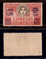 0557 COLONIE - ERITREA - 1935/37 - 1,25 Lire Su 60 Cent Espresso (11) Soprastampa Azzurra - Gomma Integra (450) - Autres & Non Classés