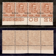 0562 COLONIE - LIBIA - 1912/1915 - Striscia Di Quattro Del 20 Cent (6pb) Con Soprastampa Fortemente Spostata A Destra (L - Other & Unclassified