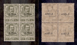 0566 COLONIE - LIBIA - 1917/1918 - Quartina Del 45 Cent Floreale (18d) Con Decalco Della Soprastampa - Gomma Integra - C - Autres & Non Classés