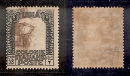 0568 COLONIE - LIBIA - 1921 - 2 Cent Pittorica (22g) Con Il Centro Spostato A Sinistra - Gomma Integra - Cert. Colla - Autres & Non Classés