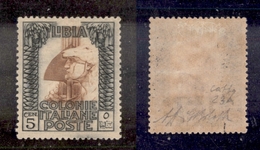 0571 COLONIE - LIBIA - 1921 - 5 Cent Pittorica (23A) Di Colore Diverso - Nuovo Con Gomma - Cert. Colla (3.500) - Other & Unclassified