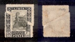 0585 COLONIE - LIBIA - 1924/1929 - 50 Cent Pittorica (51) Con Grande Piega Di Carta Diagonale (distesa Dopo La Stampa De - Other & Unclassified