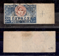 0592 COLONIE - LIBIA - 1921 - 30 Cent Espresso (3f) Non Dentellato A Destra Bordo Foglio - Tripoli Molo 10.7.25 - Diena  - Other & Unclassified