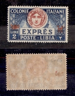 0598 COLONIE - LIBIA - 1926 - 2,50 Lire Su 2 Lire Espresso (10i) Con Sbarrette Della Soprastampa Che Coprono Il Nuovo Va - Other & Unclassified