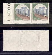 0684 REPUBBLICA  - 1980 - 400 Lire Castelli (1520) - Coppia Con Dentellatura Orizzontale A Cavallo Del Valore - Gomma In - Autres & Non Classés
