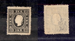 0735 AUSTRIA - 1859 - 3 Kreuzer Nero (11) - Gomma Integra - Cert. Diena - Otros & Sin Clasificación