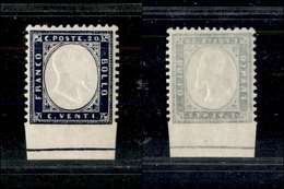 1003 REGNO D'ITALIA - 1862 - 20 Cent (2l) Non Dentellato In Basso Con Bordo Integrale - Gomma Integra - Centratura Perfe - Other & Unclassified