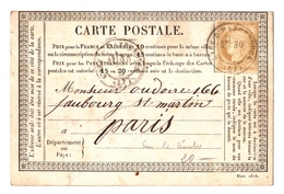1876. Carte Postale Précurseur. Strazeele Paris. - 1849-1876: Periodo Clásico
