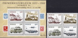 EXPO NORWEX 1980 Norwegen 817/0+Block 3 ** 8€ Verkehr Dampfer Lok Bus Flugzeuge S/s Bloc M/s Trafic Sheet Bf Norge - Blokken & Velletjes