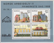 Tag Der Briefmarke 1986 Norwegen Block 6 ** 6€ Papier-Werk Kran Lastwagen Fabrikhalle Maschine S/s Bloc Sheet Norge - Blokken & Velletjes