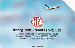 Pakistan, PAK-M-05, Interglobe Travels Ltd, Airplane, 2 Scans - Pakistán