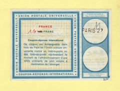 Coupon Reponse International - C22 - Paris 27 - 1.10 Franc - Antwoordbons