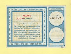 Coupon Reponse International - C22 - Paris 27 - 1.10 Franc - Reply Coupons